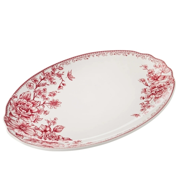 💕 2025 The Pioneer Woman Agatha Red and White Floral 16 Inch Serving Platter - Picture 1 of 4
